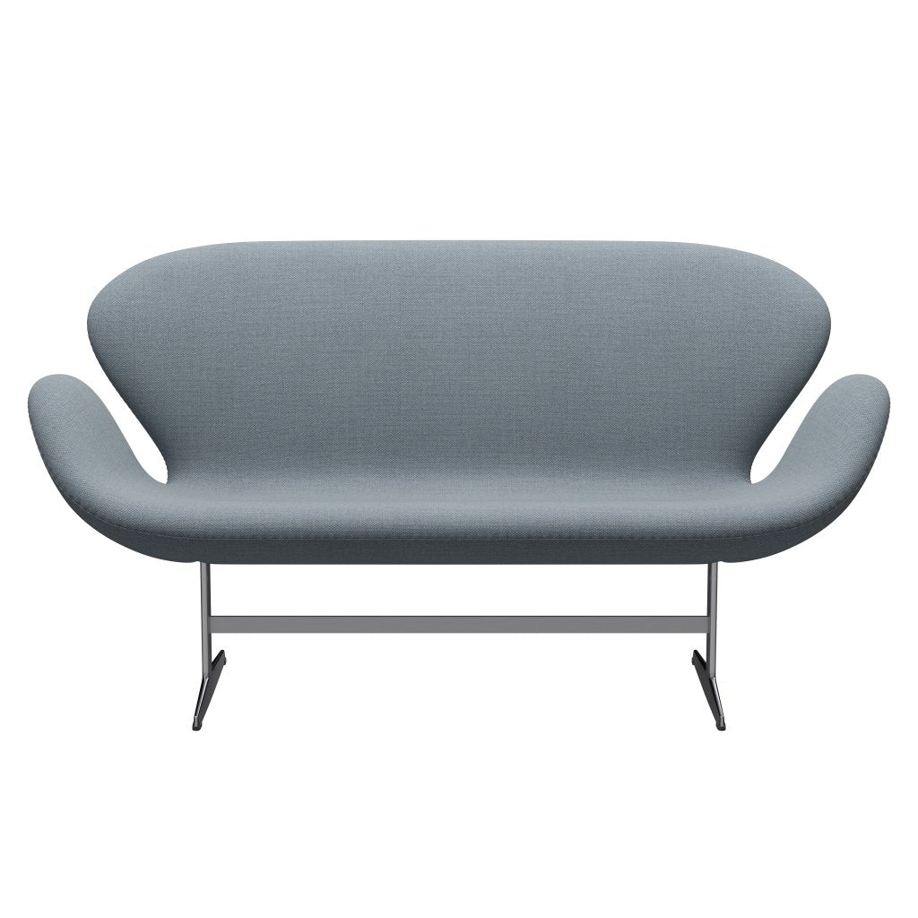 Fritz Hansen Swan Sofa 2 Seater, Satin Brushed Aluminium/Fiord Blue/Grey