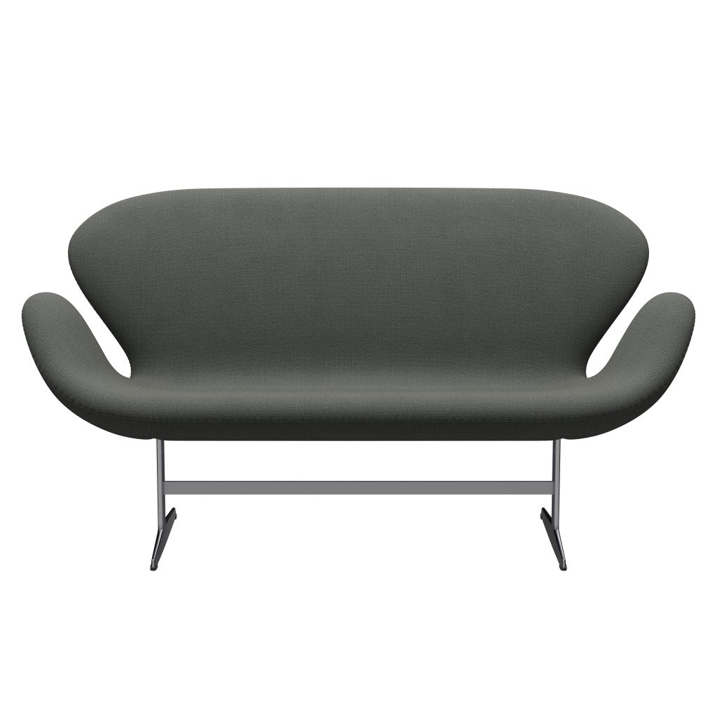 Fritz Hansen Swan Sofa 2 Seater, Satin Brushed Aluminium/Fiord Brown/Grey