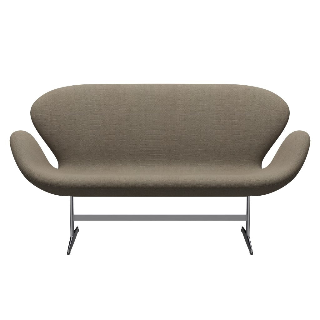 Fritz Hansen Swan Sofa 2 Seater, Satin Brushed Aluminium/Fiord Brown/Stone