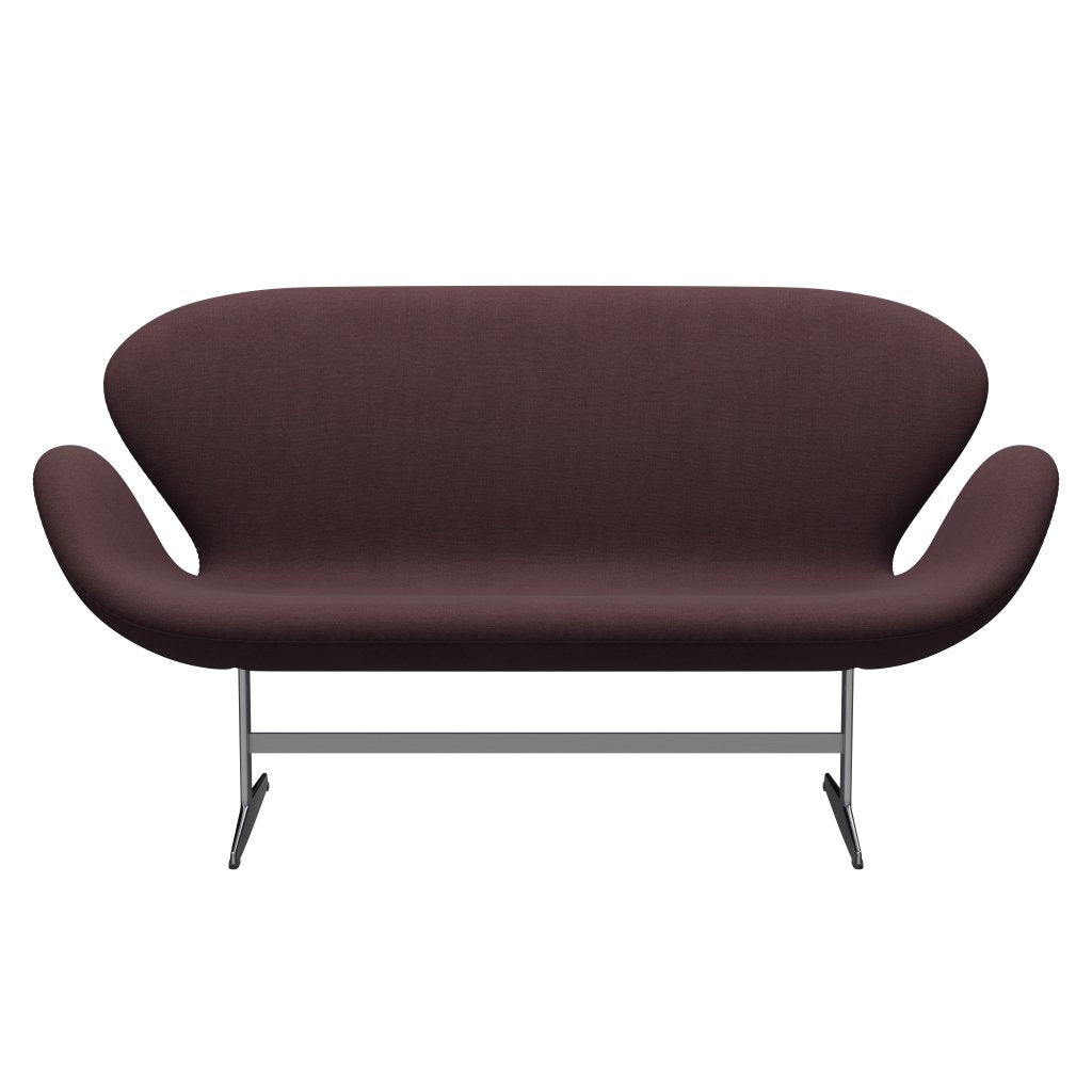 Fritz Hansen Swan Sofa 2 Seater, Satin Brushed Aluminium/Fiord Burgundy