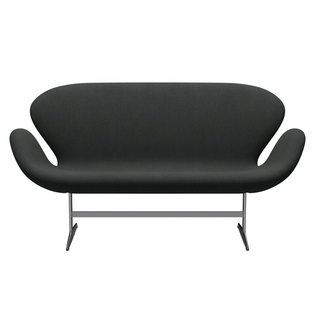 Fritz Hansen Swan Sofa 2 Seater, Satin Brushed Aluminium/Fiord Charcoal Grey