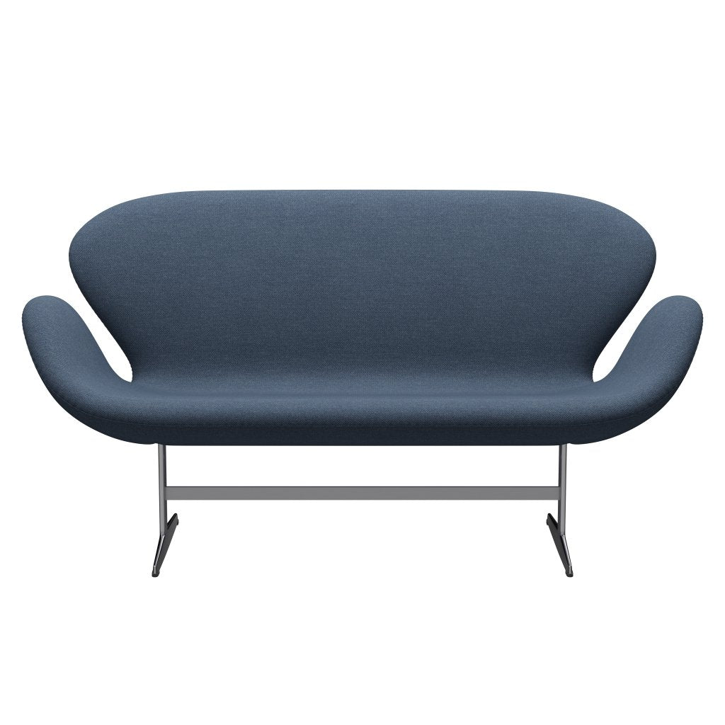 Fritz Hansen Swan Sofa 2 Seater, Satin Brushed Aluminium/Fiord Dark Construction/Grey