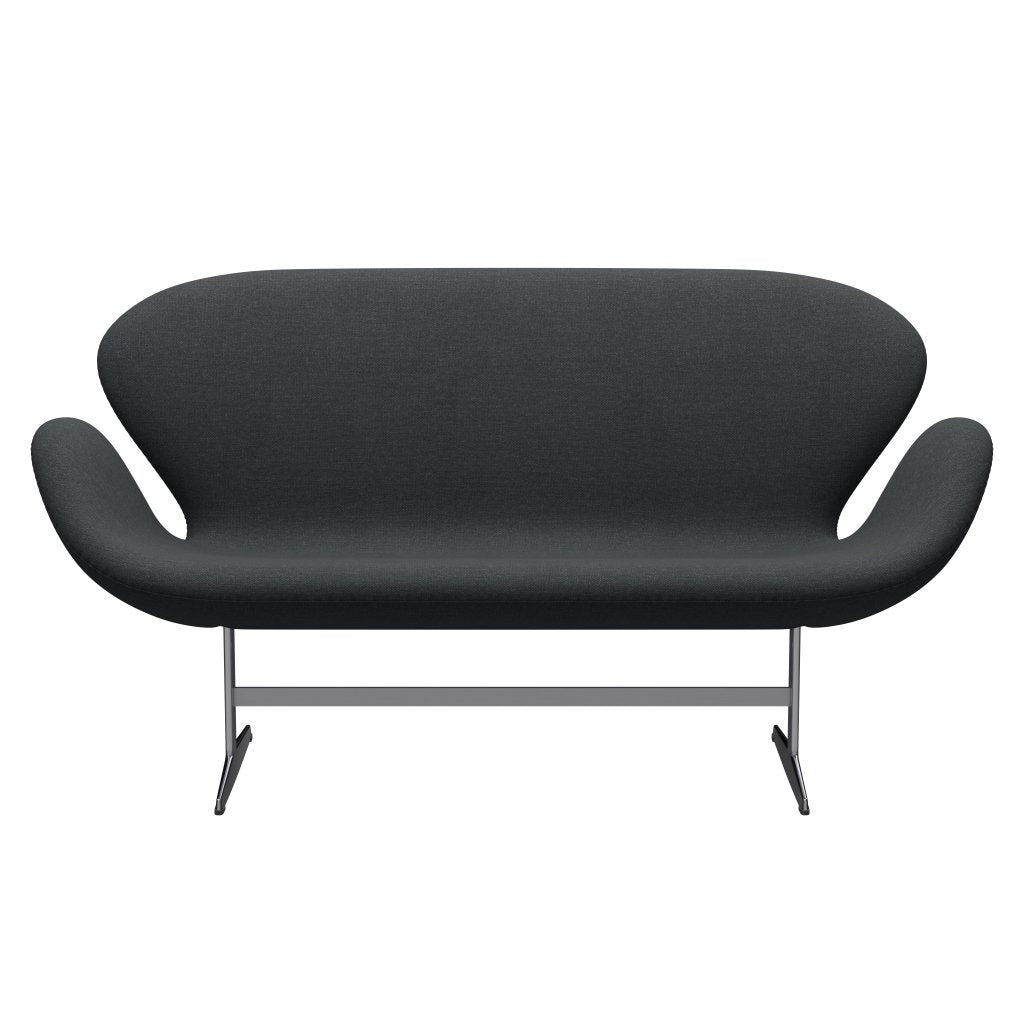 Fritz Hansen Swan Sofa 2 Seater, Satin Brushed Aluminium/Fiord Dark Grey Multicoloured