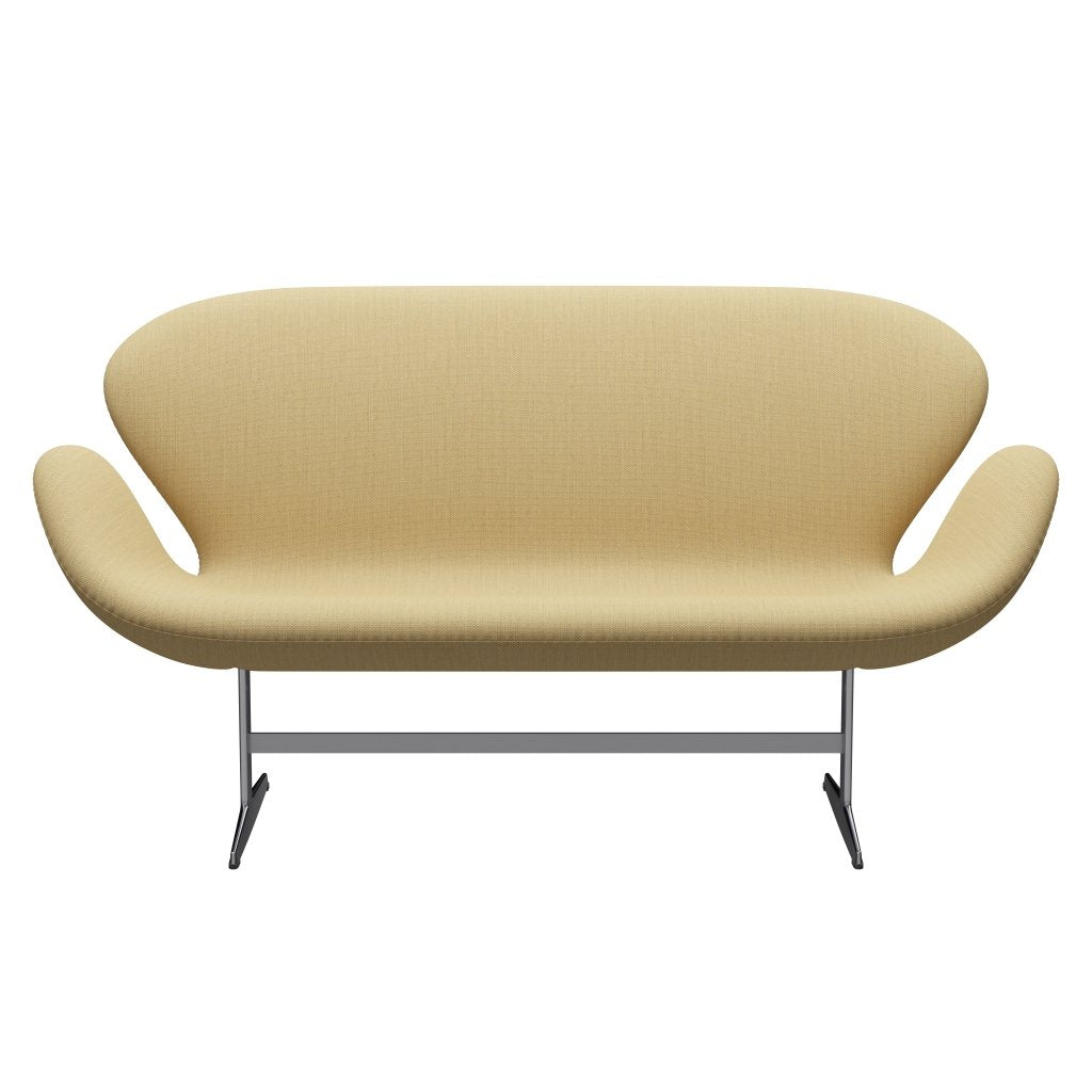 Fritz Hansen Swan Sofa 2 Seater, Satin Brushed Aluminium/Fiord Fine Yellow