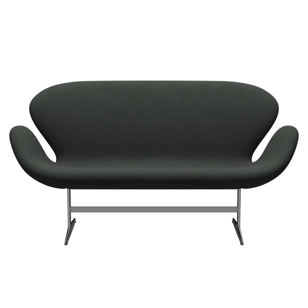 Fritz Hansen Swan Sofa 2 Seater, Satin Brushed Aluminium/Fiord Black Multicoloured