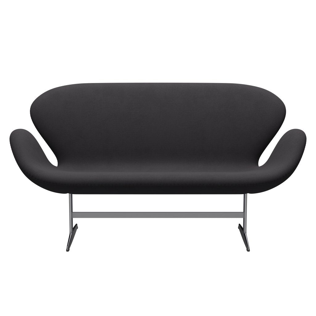 Fritz Hansen Swan Sofa 2 Seater, Satin Brushed Aluminium/Fiord Black
