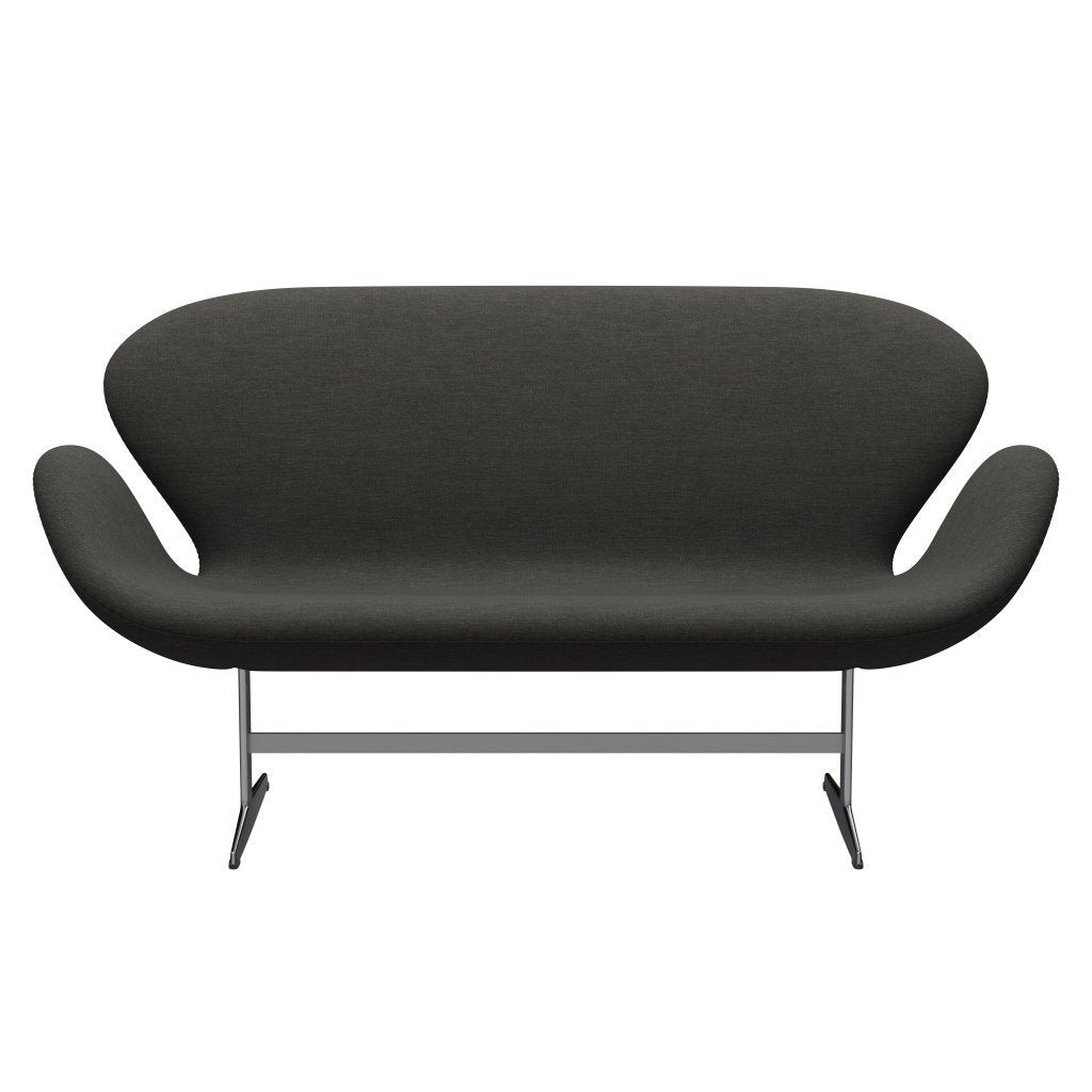 Fritz Hansen Swan Sofa 2 Seater, Satin Brushed Aluminium/Fiord Black/Brown
