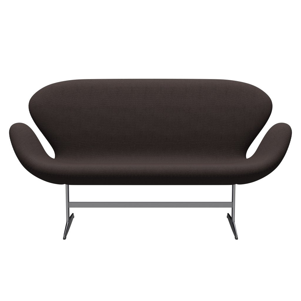 Fritz Hansen Swan Sofa 2 Seater, Satin Brushed Aluminium/Steelcut Dark Earth Brown
