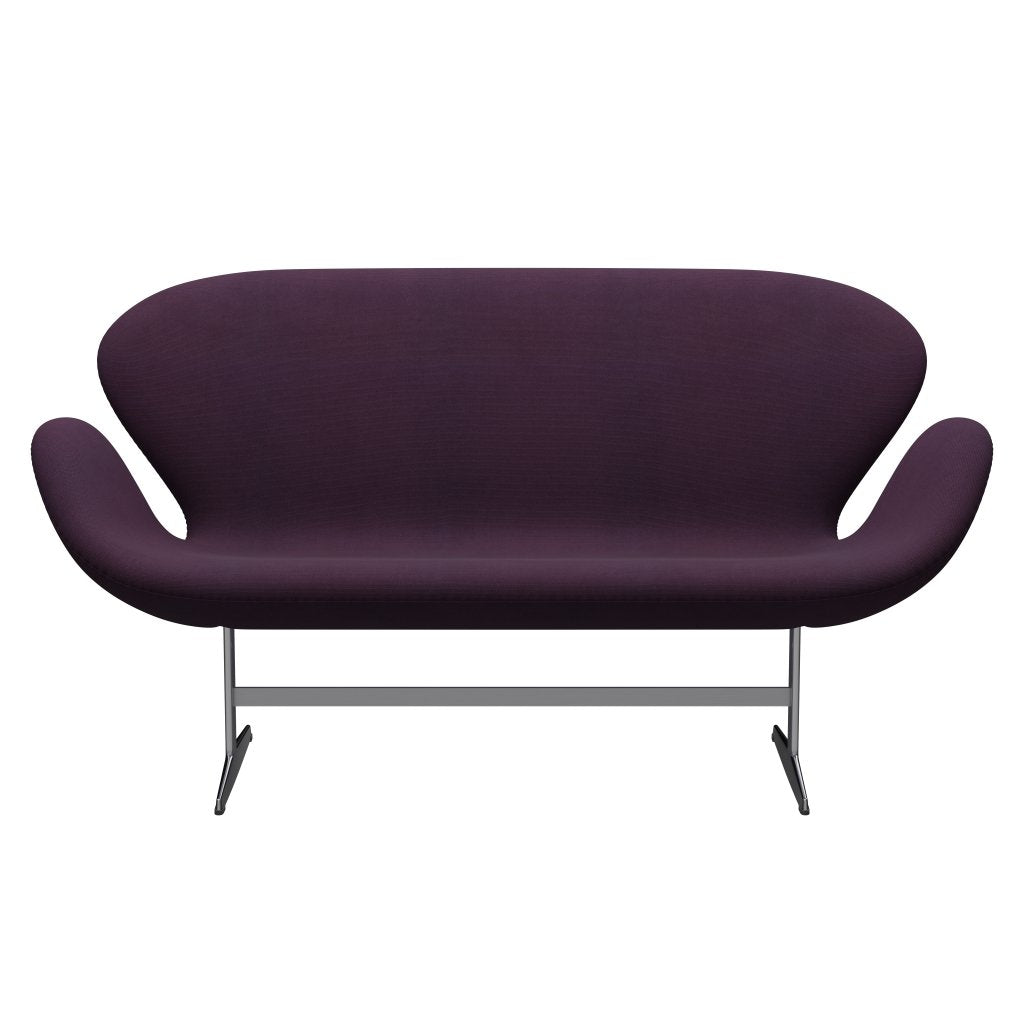 Fritz Hansen Swan Sofa 2 Seater, Satin Brushed Aluminium/Steelcut Middle Violet