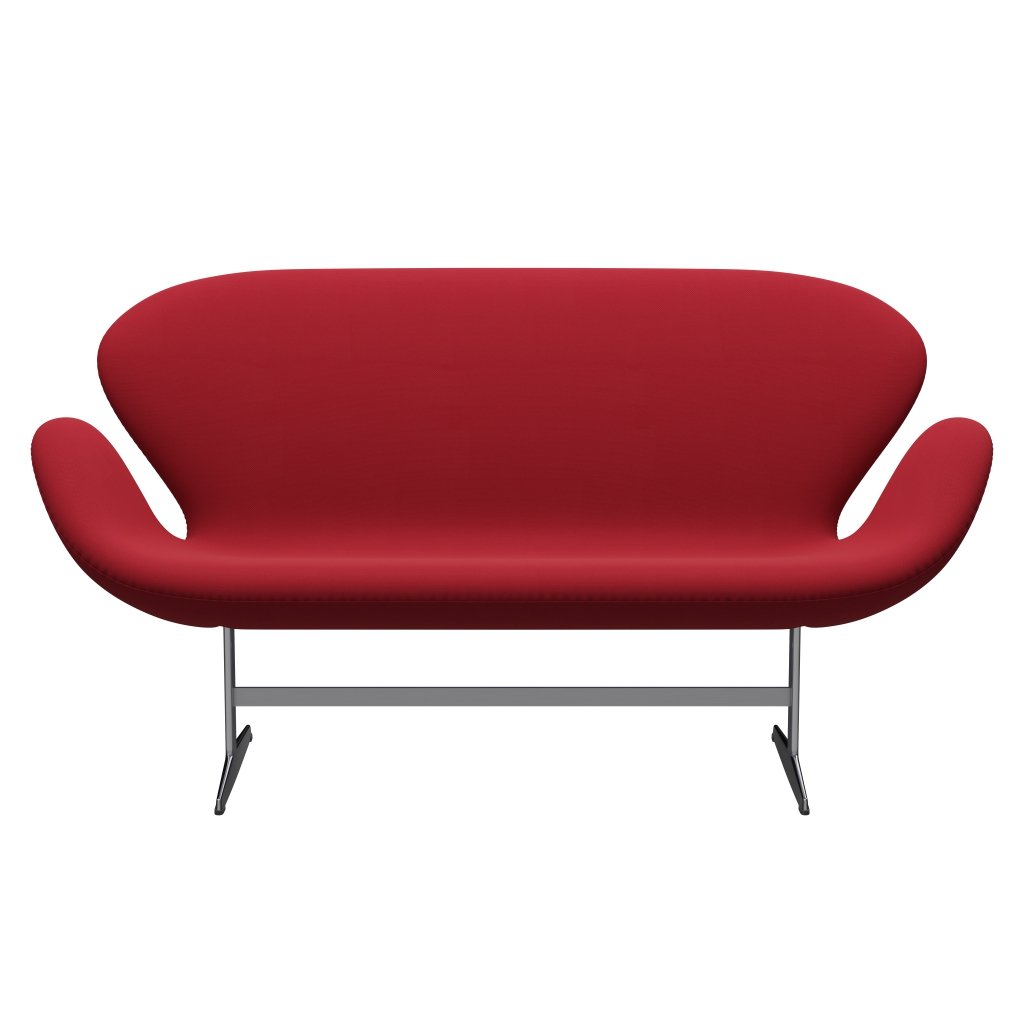 Fritz Hansen Swan Sofa 2 Seater, Satin Brushed Aluminium/Steelcut Standard/Light Dark Red