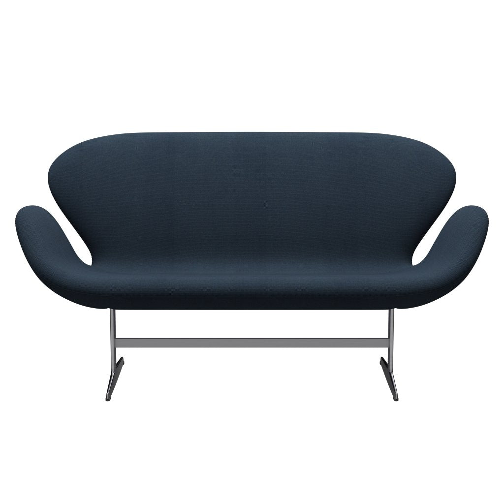 Fritz Hansen Swan Sofa 2 Seater, Satin Brushed Aluminium/Steelcut Trio Dark Dust Blue