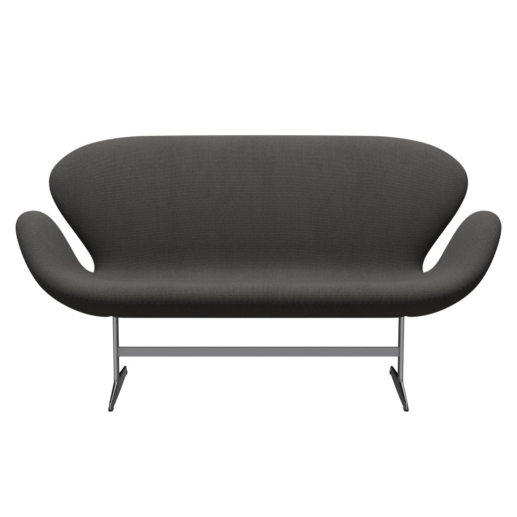 Fritz Hansen Swan Sofa 2 Seater, Satin Brushed Aluminium/Steelcut Trio Dark Grey