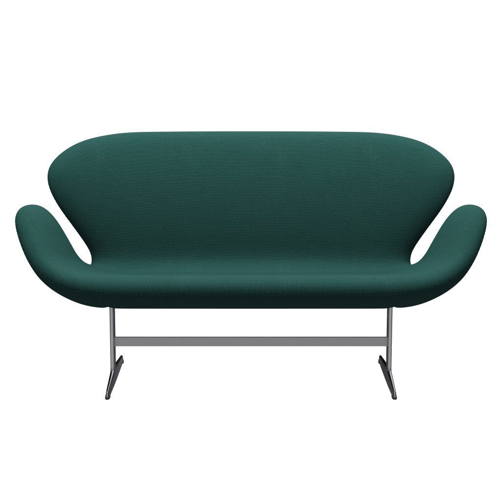 Fritz Hansen Swan Sofa 2 Seater, Satin Brushed Aluminium/Steelcut Trio Dark Green