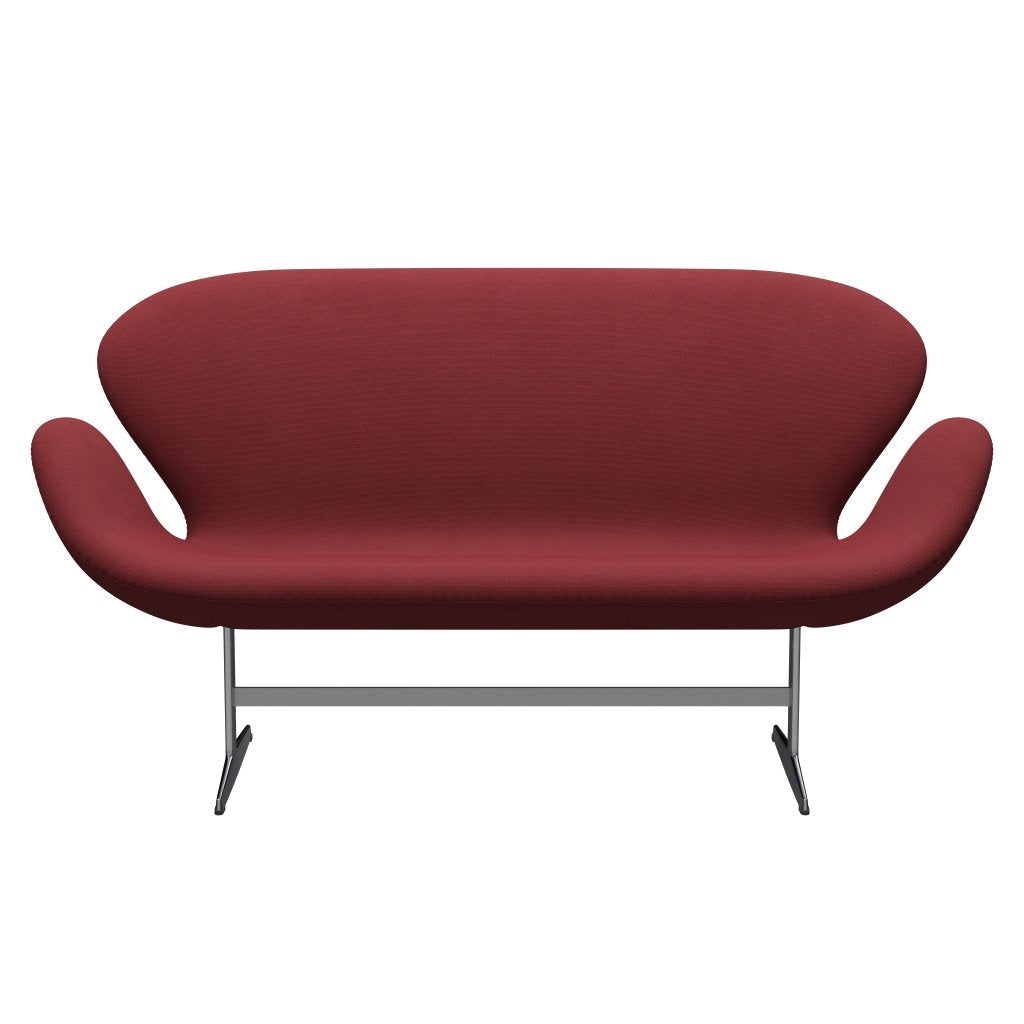 Fritz Hansen Swan Sofa 2 Seater, Satin Brushed Aluminium/Steelcut Trio Dark Red