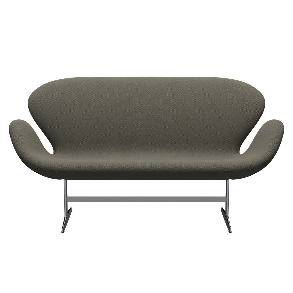 Fritz Hansen Swan Sofa 2 Seater, Satin Brushed Aluminium/Steelcut Trio Grey/Green