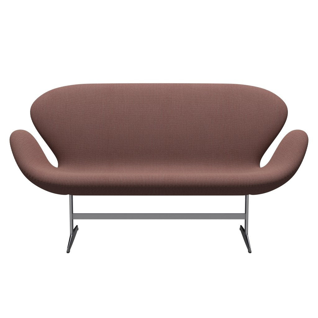 Fritz Hansen Swan Sofa 2 -sæder, satin børstet aluminium/stålcut trio lysebrun og rød/grøn