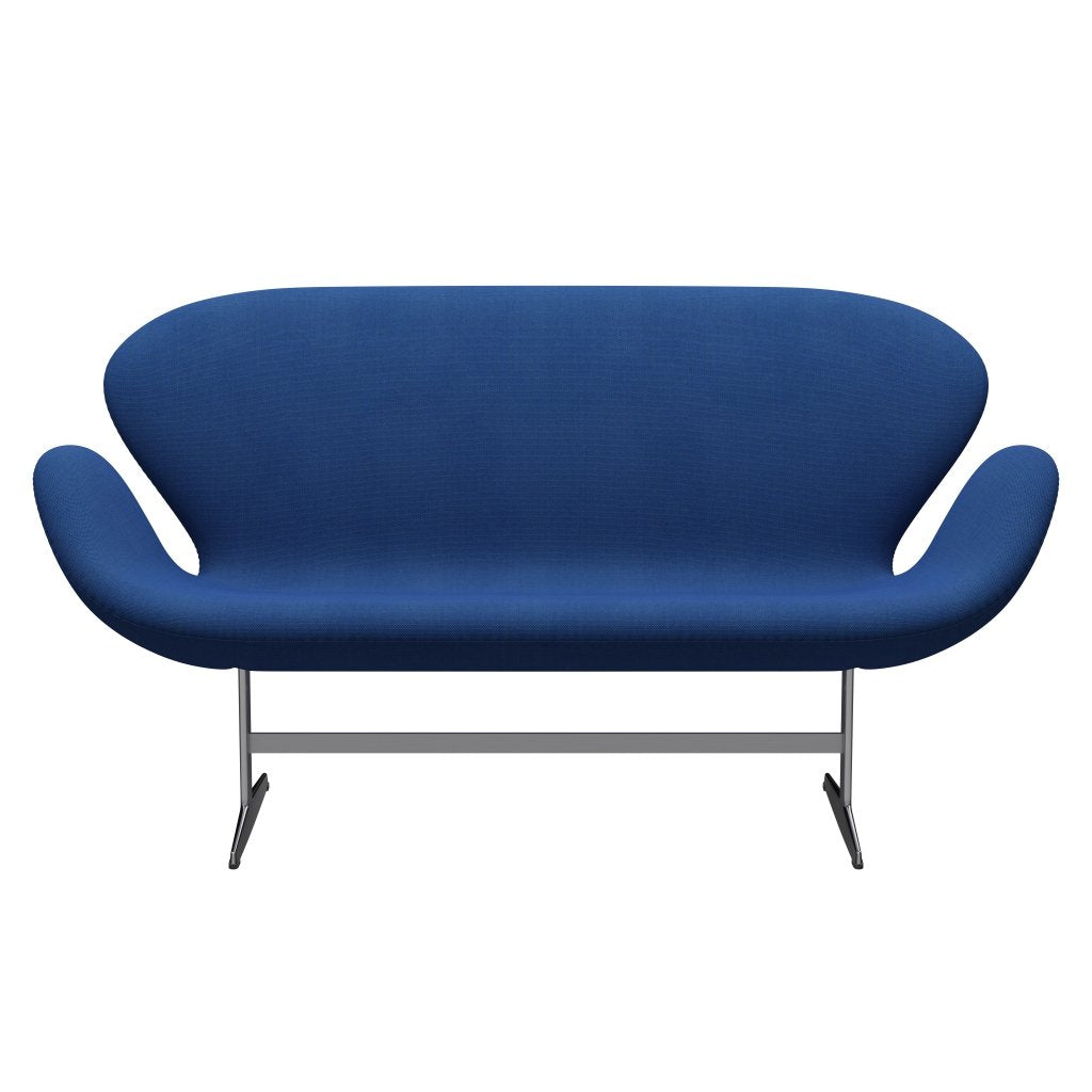Fritz Hansen Swan Sofa 2 Seater, Satin Brushed Aluminium/Steelcut Trio Cobalt Blue