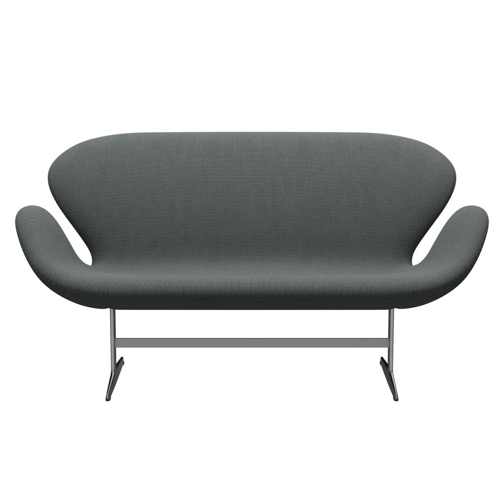 Fritz Hansen Swan沙发2座，缎面铝制铝/钢盘三重心碳