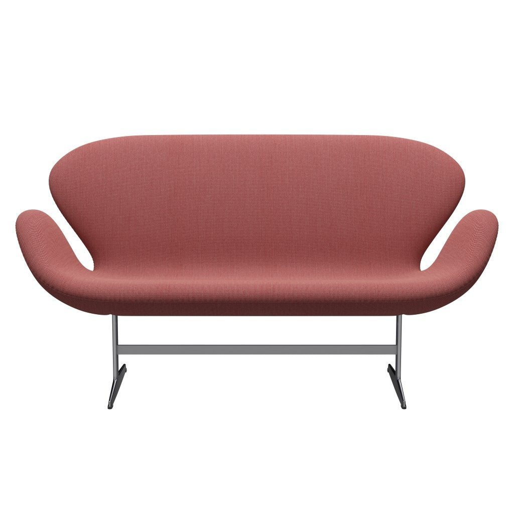 Fritz Hansen Swan Sofa 2 -sæder, satin børstet aluminium/stålcut trio pink/rød/sort
