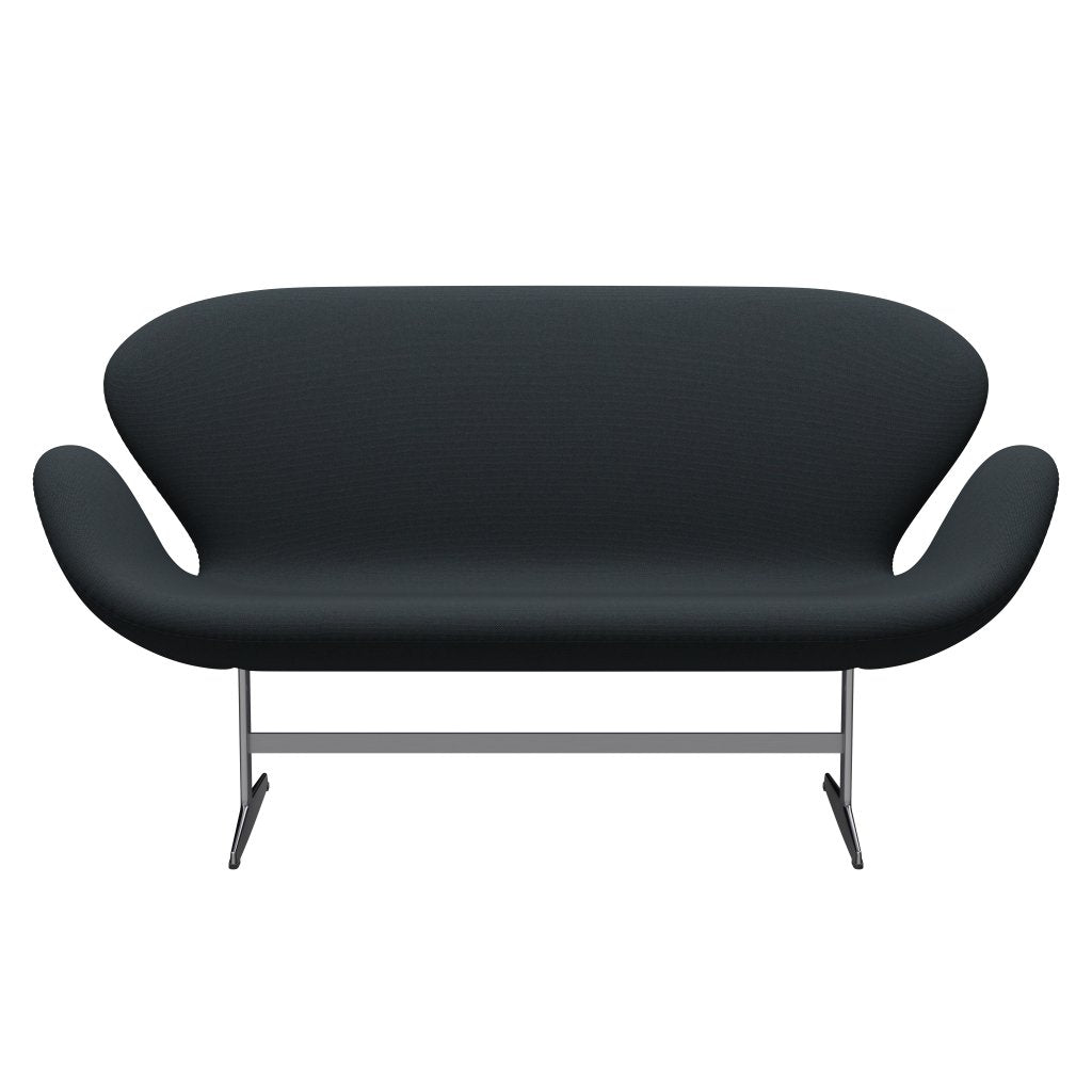 Fritz Hansen Svan soffa 2 -sits, satin borstad aluminium/stålcut trio svart
