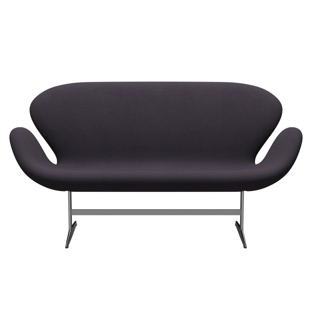 Fritz Hansen Swan Sofa 2 Seater, Satin Brushed Aluminum/Steelcut Trio Warm Dark Blue