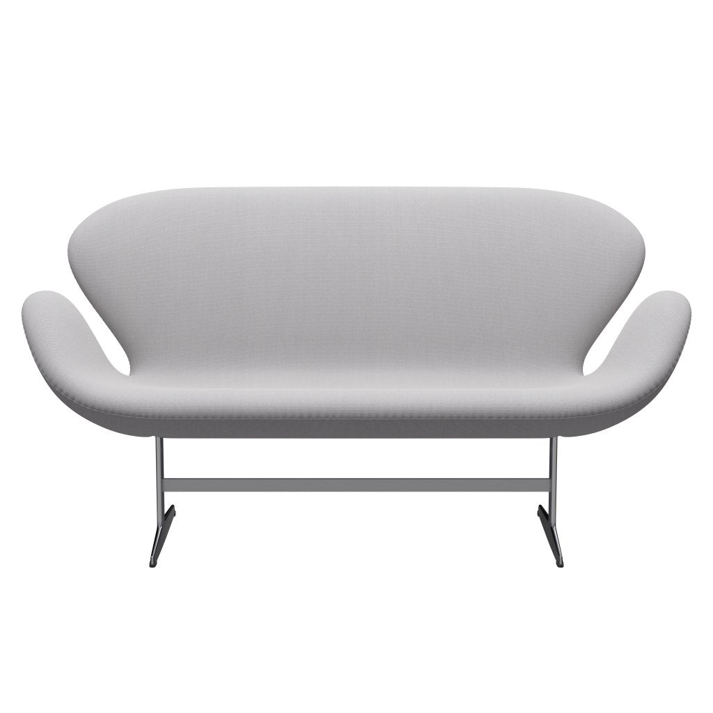 Fritz Hansen Swan Sofa 2 Seater, Satin Brushed Aluminium/Steelcut Trio White & Light Grey