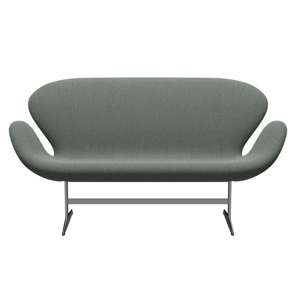 Fritz Hansen Swan Sofa 2 Seater, Satin Brushed Aluminium/Steelcut Trio White/Dark Green