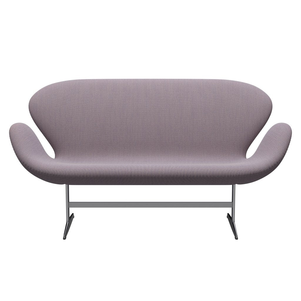 Fritz Hansen Swan Sofa 2 Seater, Satin Brushed Aluminium/Steelcut Trio White/Violet