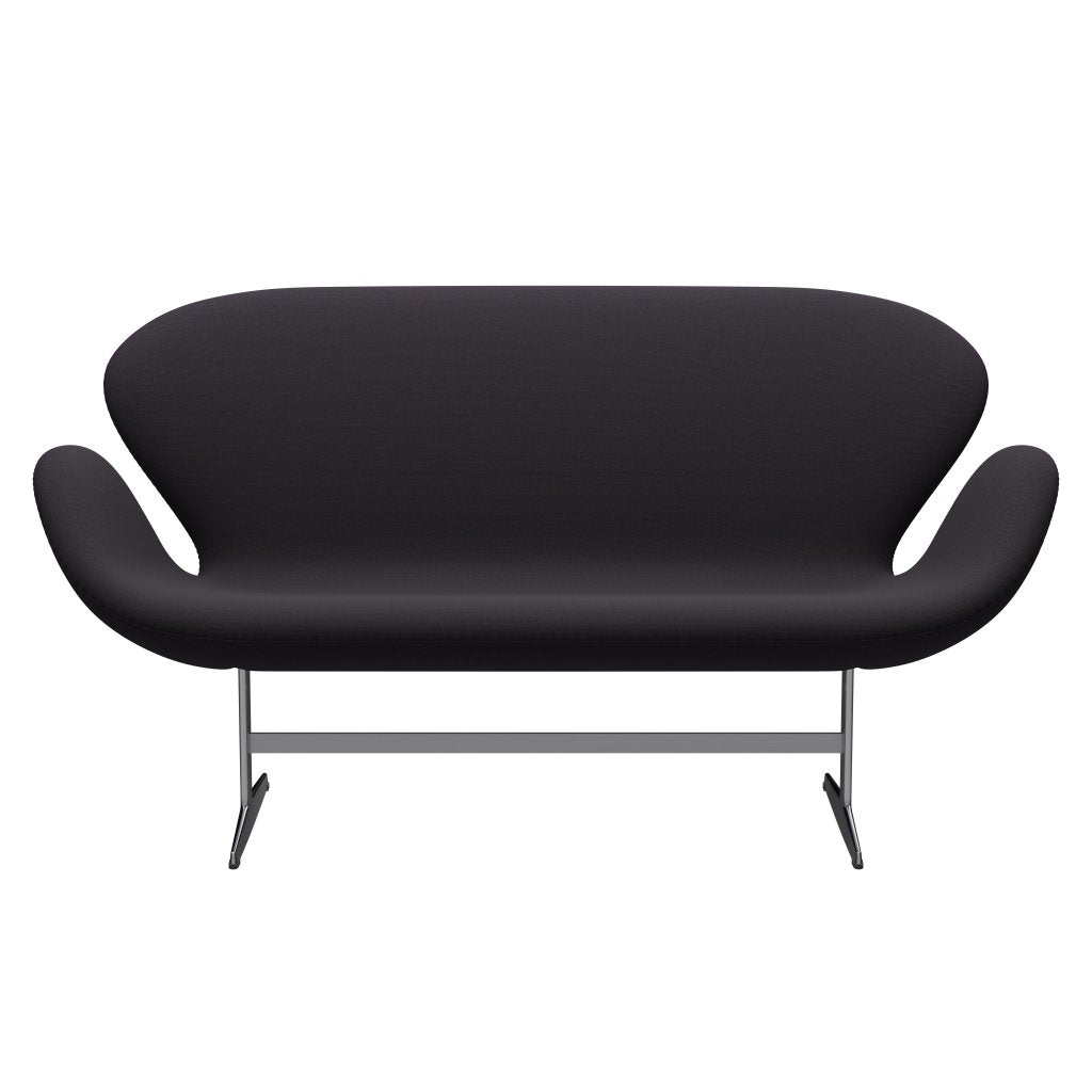 Fritz Hansen Swan Sofa 2 Seater, Satin Brushed Aluminium/Steelcut Violet Dark