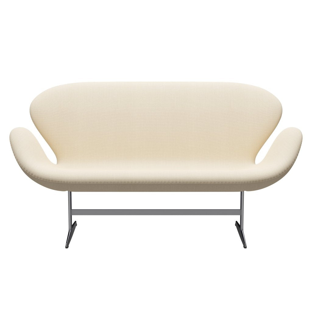 Fritz Hansen Swan Sofa 2 Seater, Satin Brushed Aluminium/Steelcut White