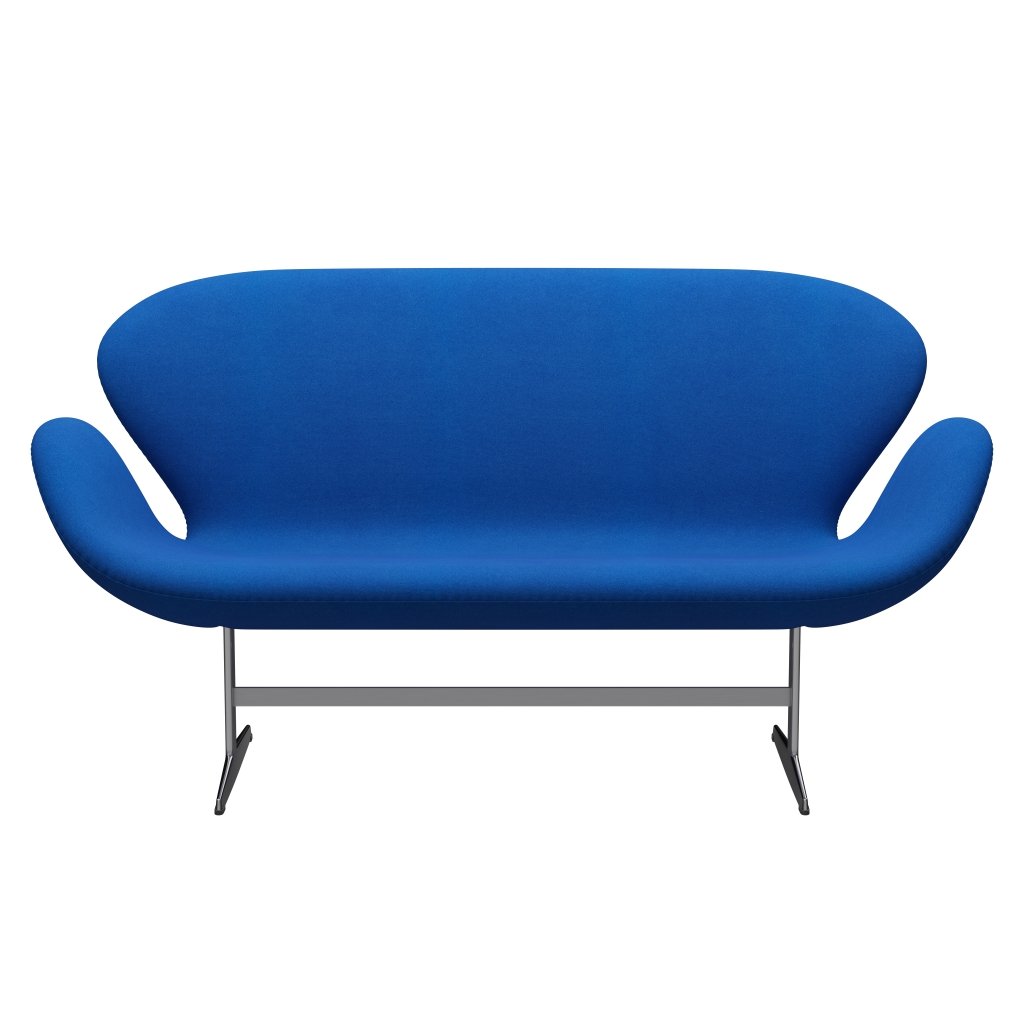Fritz Hansen Swan -Sofa 2 -Sitzer, Satin gebürstet Aluminium/Tonus Blau