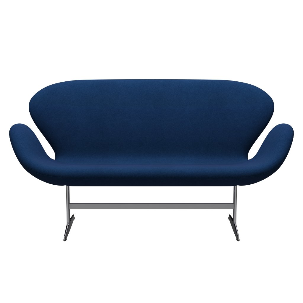 Fritz Hansen Swan Sofa 2 Seater, Satin Brushed Aluminium/Tonus Dark Coral Blue