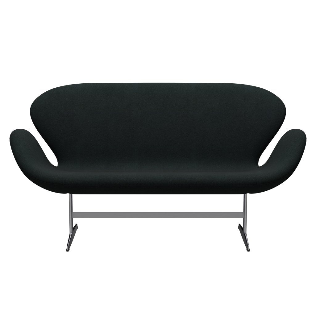 Fritz Hansen Swan Sofa 2 Seater, Satin Brushed Aluminium/Tonus Black