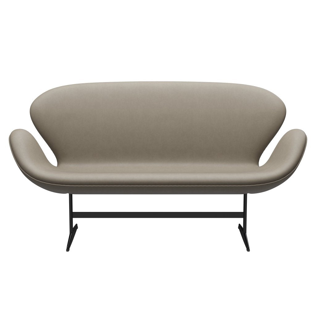 Fritz Hansen Swan Sofa 2 Seater, Black Lacquered/Essential Light Grey