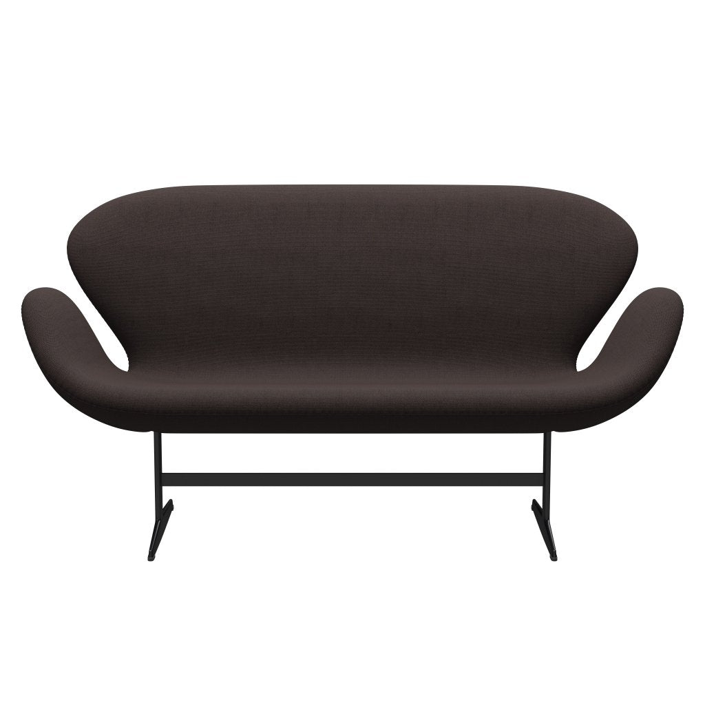 Fritz Hansen Swan Sofa 2 Seater, Black Lacquered/Steelcut Dark Earth Brown