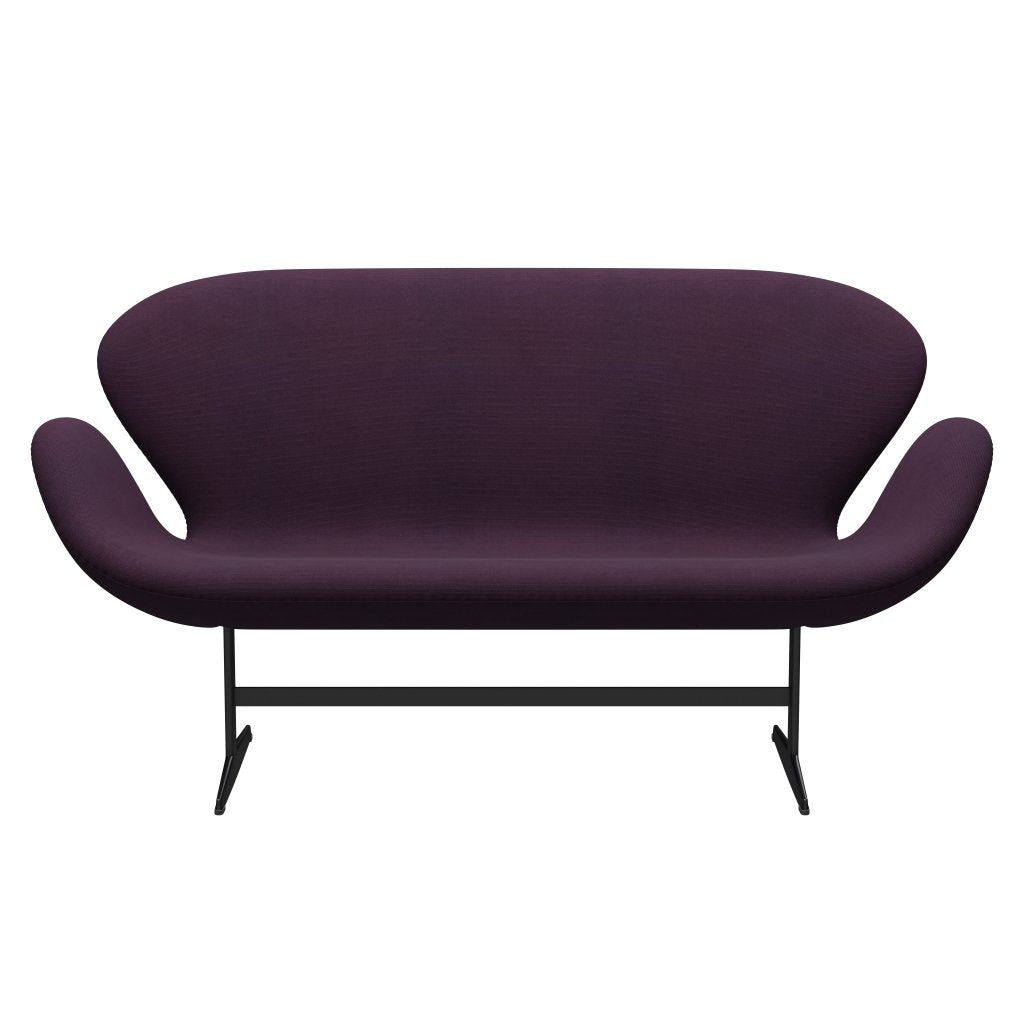 Fritz Hansen Swan Sofa 2 Seater, Black Lacquered/Steelcut Medium Violet