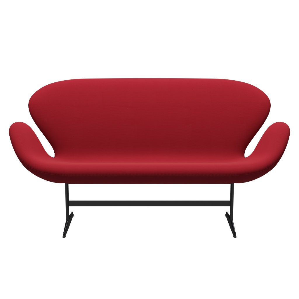 Fritz Hansen Swan Sofa 2 Seater, Black Lacquered/Steelcut Standard/Light Dark Red