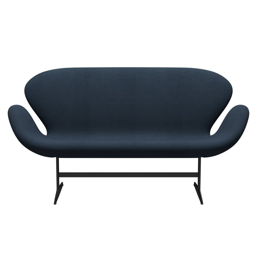 Fritz Hansen Swan Sofa 2 Seater, Black Lacquered/Steelcut Trio Dark Dust Blue