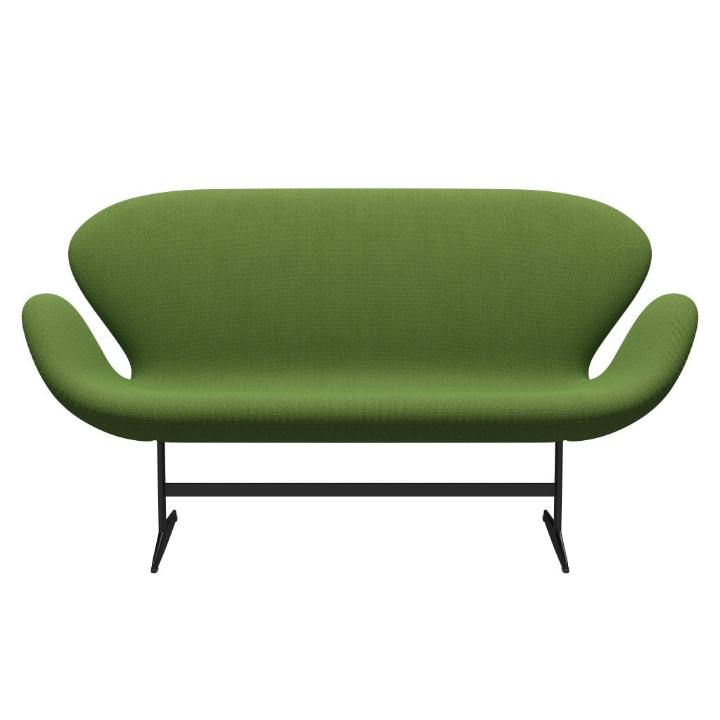 Fritz Hansen Swan Sofa 2 seters, svart lakkert/stålcut trio gress grønn