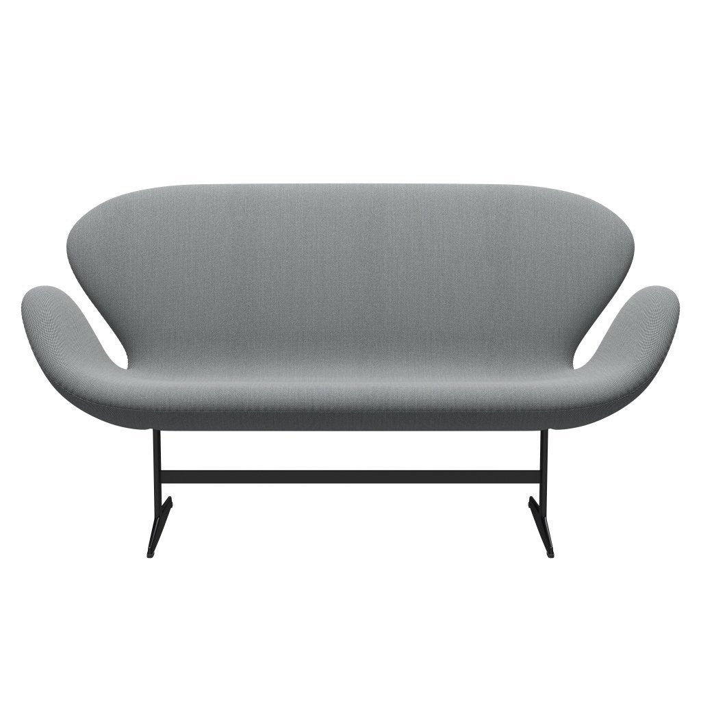 Fritz Hansen Swan Sofa 2 Seater, Black Lacquered/Steelcut Trio Grey