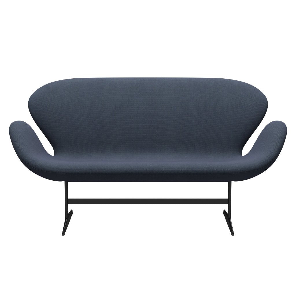 Fritz Hansen Swan Sofa 2 Seater, Black Lacquered/Steelcut Trio Olive Green/Turquoise