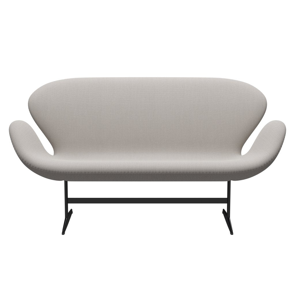 Fritz Hansen Svan soffa 2 -sits, svart lackerad/stålcut trio vit & grå