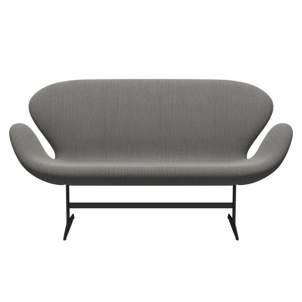 Fritz Hansen Swan divano 2 posti, nero laccato/taglio in acciaio bianco/nero