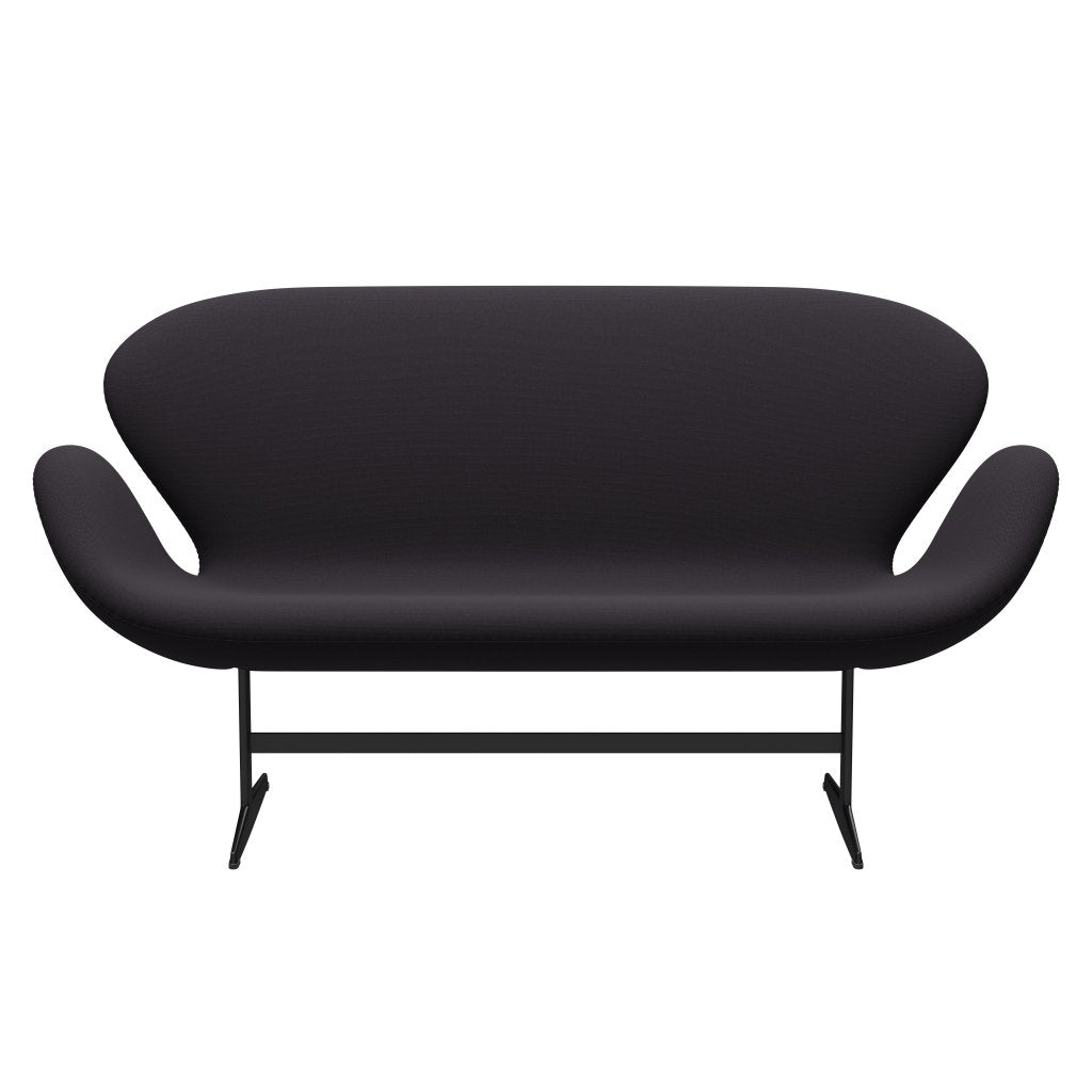 Fritz Hansen Swan Sofa 2 Seater, Black Lacquered/Steelcut Violet Dark