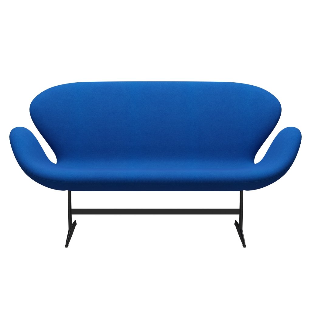Fritz Hansen Swan Sofa 2 Seater, Black Lacquered/Tonus Blue