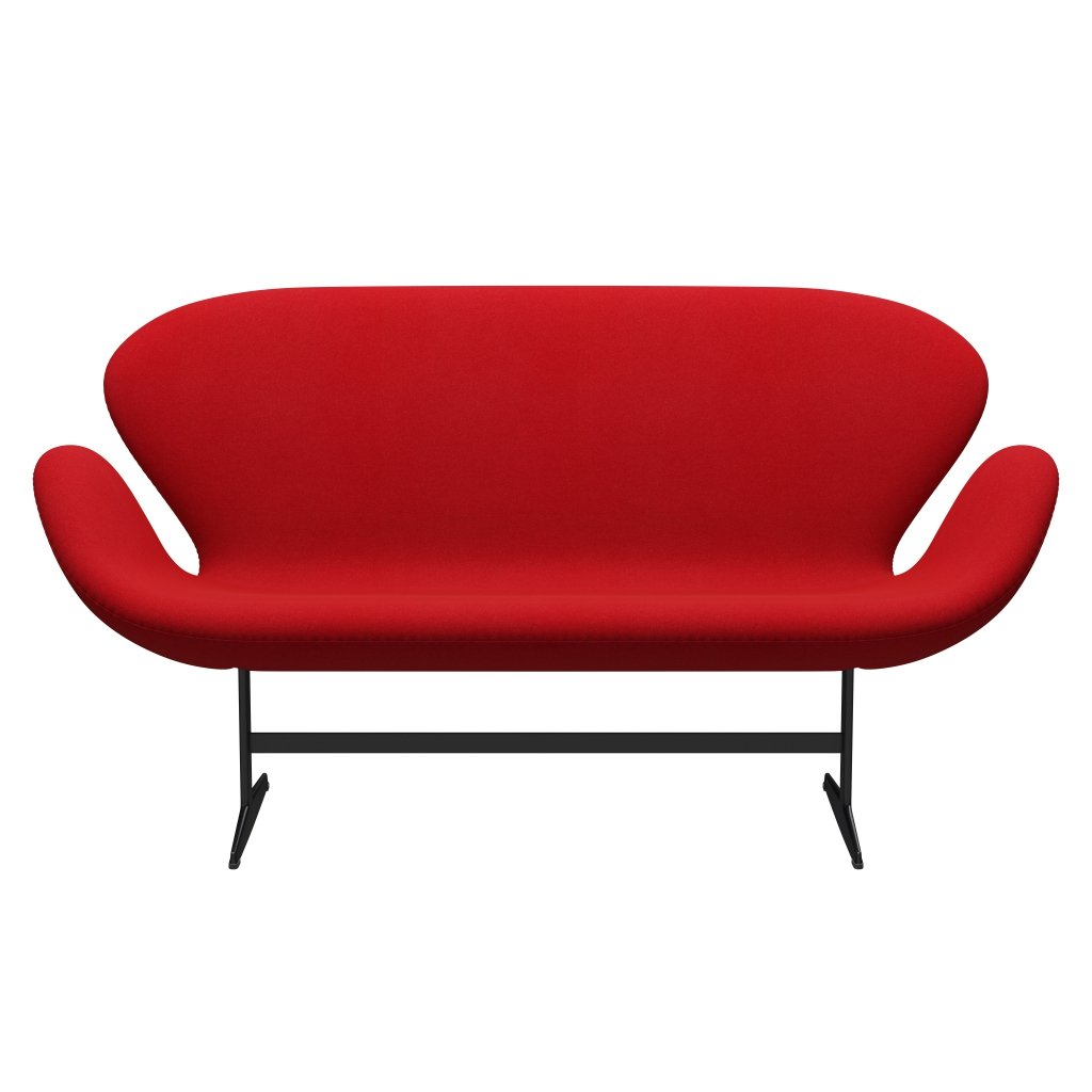 Fritz Hansen Swan Sofa 2 Seater, Black Lacquered/Tonus Red
