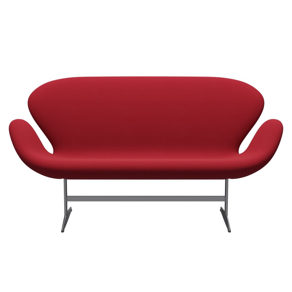 Fritz Hansen Swan Sofa 2 Seater, Silver Grey/Steelcut Standard/Light Dark Red