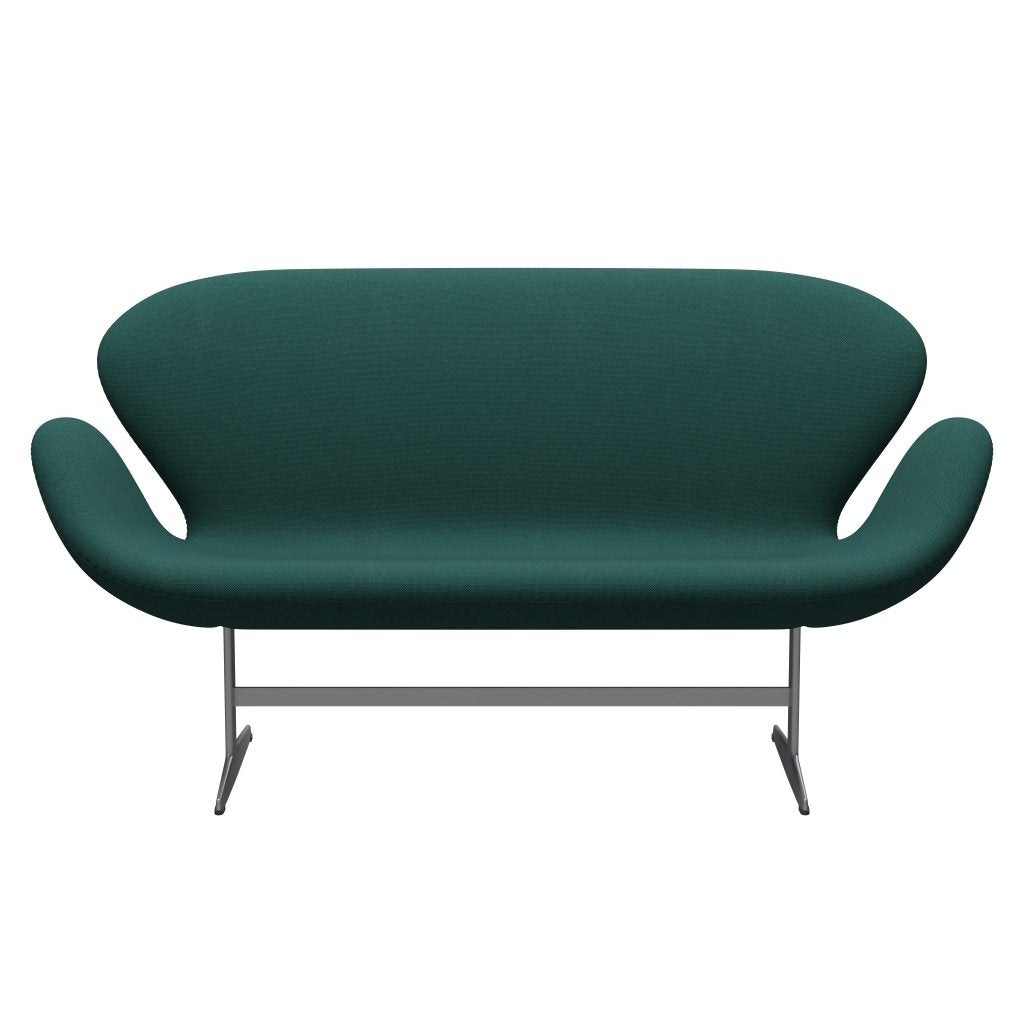 Fritz Hansen Swan divano 2 posti, trio grigio/taglio in acciaio verde scuro