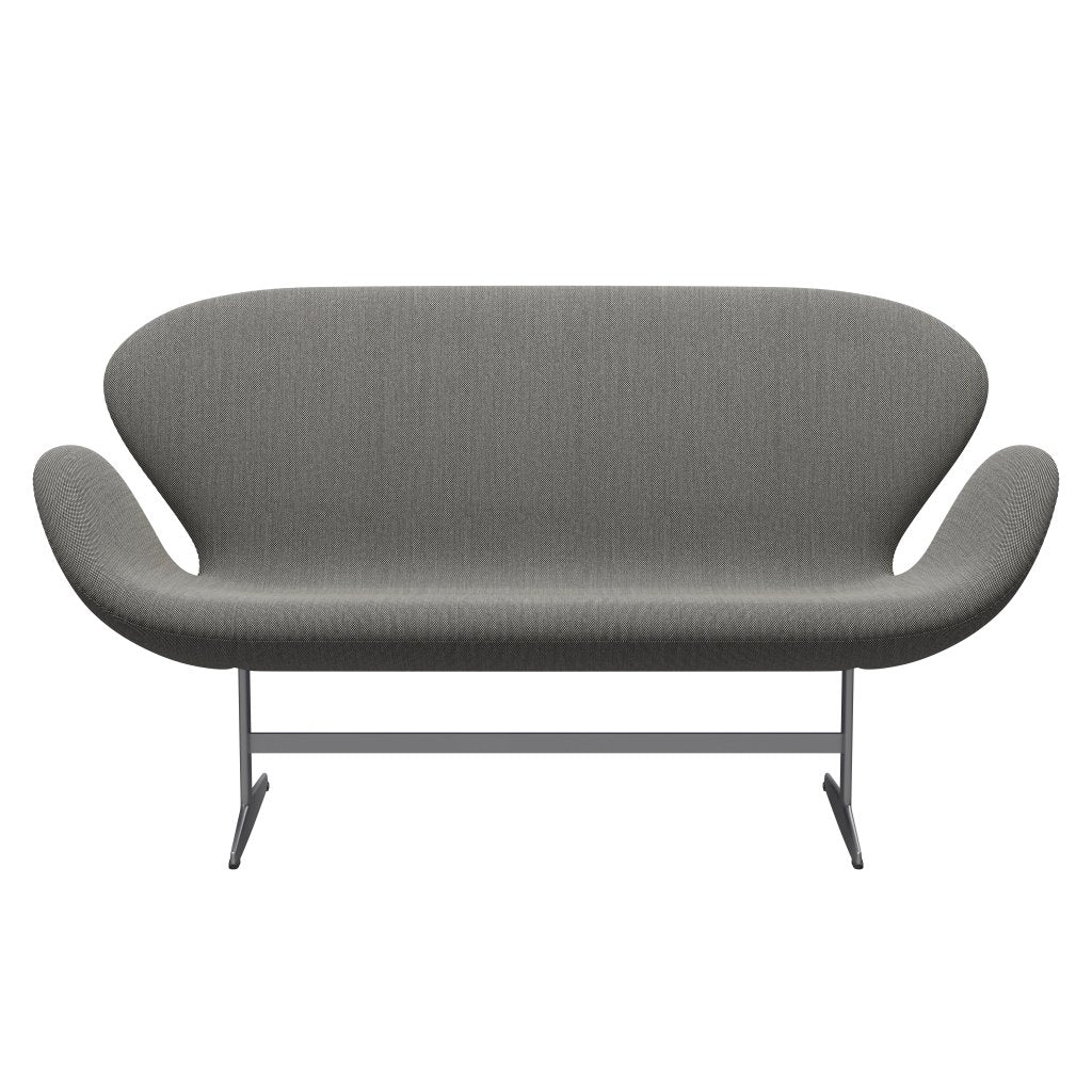 Fritz Hansen Swan divano 2 posti, grigio argento/taglio in acciaio bianco/nero