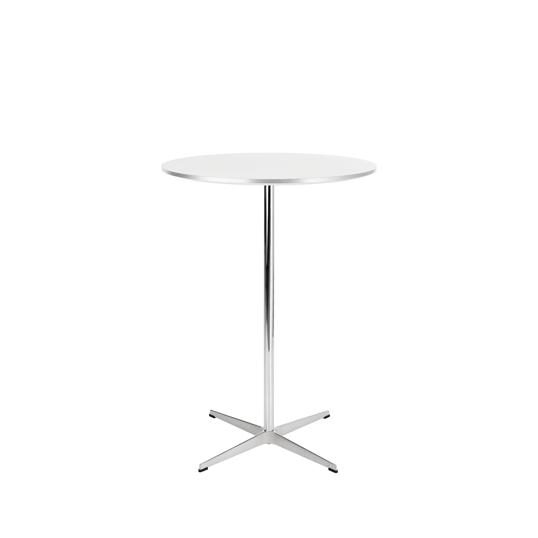 弗里茨·汉森圆形杆桌Ø75厘米，白色层压板